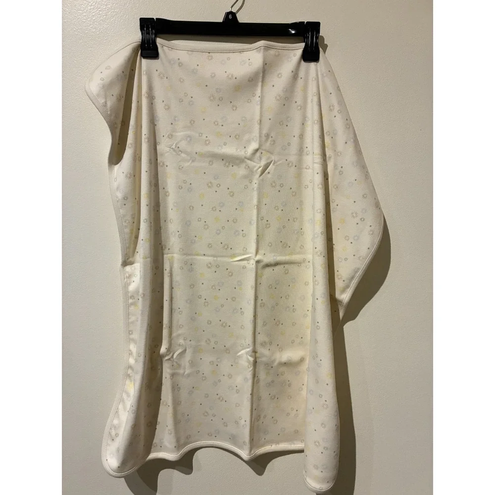 Easy‎ Peasy Organic Cotton Baby Blanket Floral Print Delicate Ivory